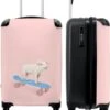 NoBoringSuitcases.com® Kinderkoffer - Trolley Kinderen - Varken - Roze - Skateboard - Kinderen - Meisje - Koffer Dieren - Past Binnen 55x40x20 Cm En 55x35x25 Cm - Reiskoffer Met Wielen -Bagageopslag 1000x1200 1