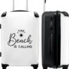 NoBoringSuitcases.com® Koffer Groot - Tekst - Strand - The Beach Is Calling - Zwart Wit - Vakantie - Trolley Koffer Met TSA-slot - Met Wielen - 90 Liter - Reiskoffer - 66 Cm -Bagageopslag 1007x1200 23