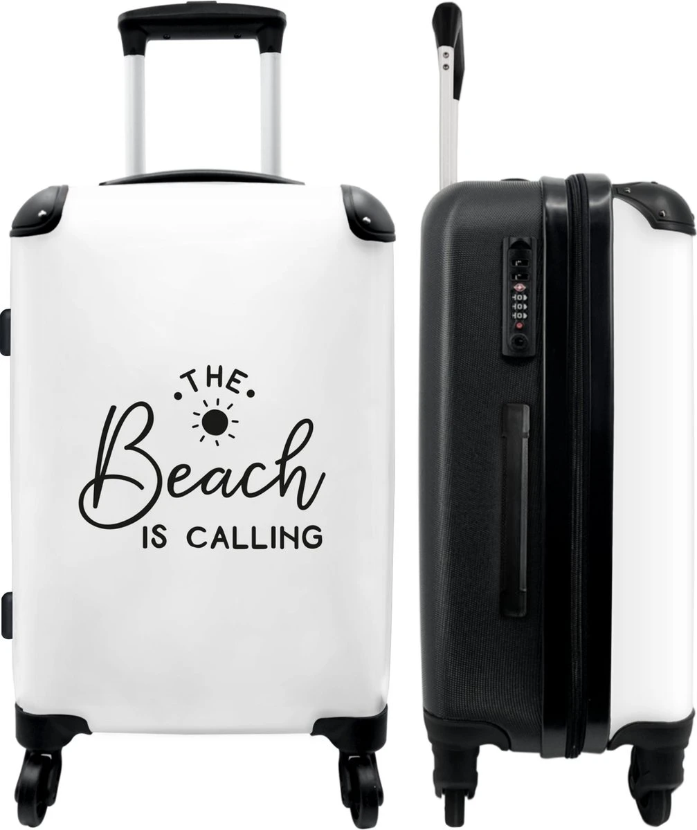 NoBoringSuitcases.com® Koffer Groot - Tekst - Strand - The Beach Is Calling - Zwart Wit - Vakantie - Trolley Koffer Met TSA-slot - Met Wielen - 90 Liter - Reiskoffer - 66 Cm 3 NoBoringSuitcases.com® Koffer Groot - Tekst - Strand - The Beach Is Calling - Zwart Wit - Vakantie - Trolley Koffer Met TSA-slot - Met Wielen - 90 Liter - Reiskoffer - 66 Cm