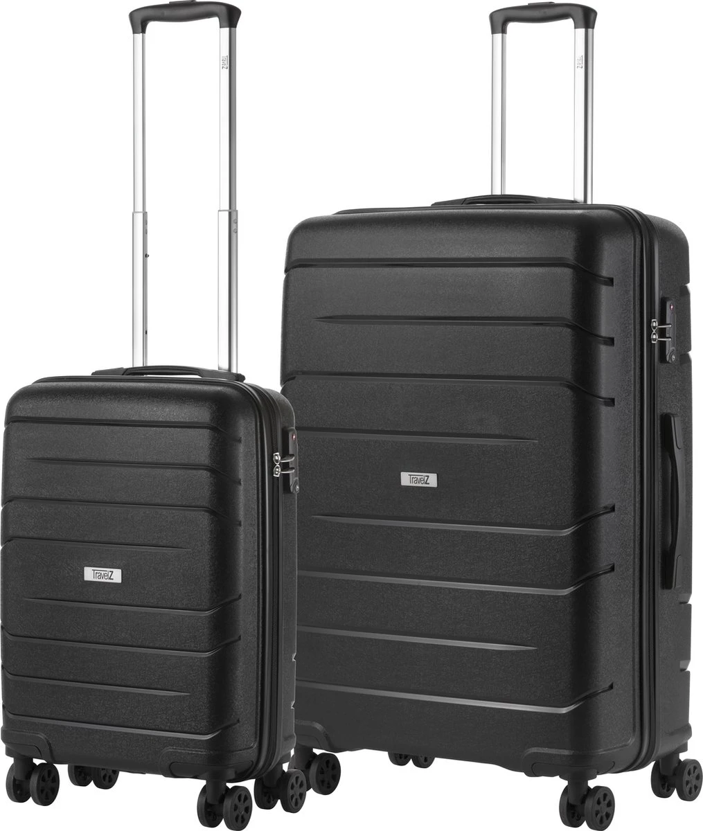 TravelZ Big Bars Kofferset - Trolleyset TSA 2-delig - Handbagage En Groot - Zwart 3 TravelZ Big Bars Kofferset - Trolleyset TSA 2-delig - Handbagage En Groot - Zwart