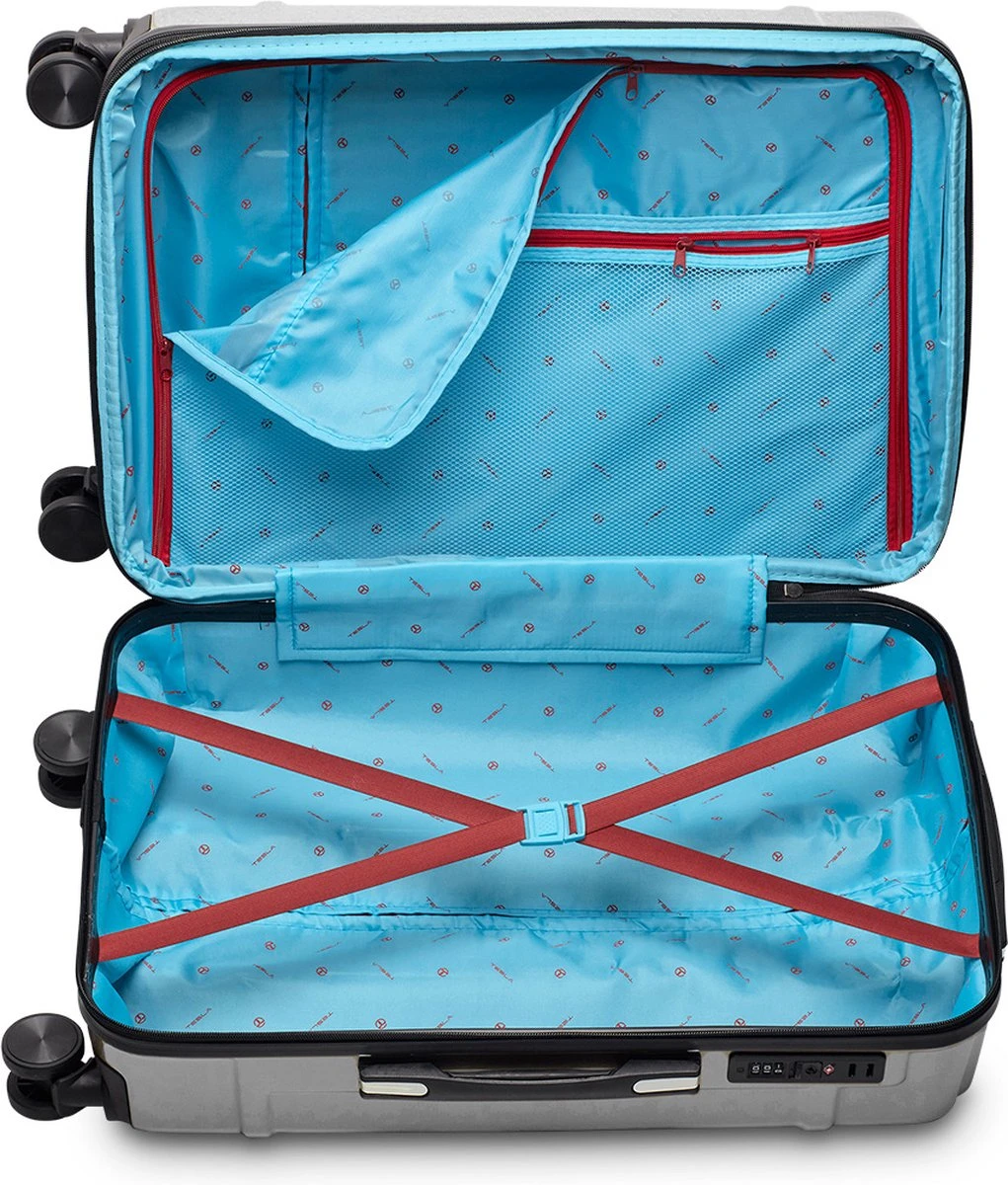 Tesla PC - Reiskoffer - 65 Cm - 4 Wielen - Zilver 5 Tesla PC - Reiskoffer - 65 Cm - 4 Wielen - Zilver - Afbeelding 3