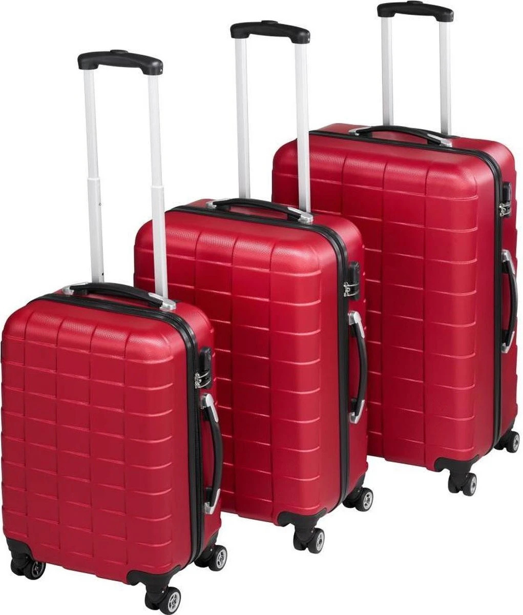 Tectake - Kofferset Trolleyset Reisset - 3-dlg Hardshell Wijnrood - 402670 2 Tectake - Kofferset Trolleyset Reisset - 3-dlg Hardshell Wijnrood - 402670