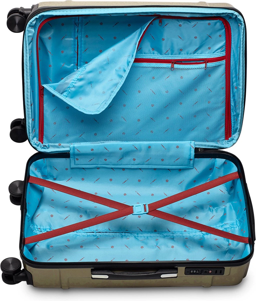 Tesla PC - Reiskoffer - 65 Cm - 4 Wielen - Goud 5 Tesla PC - Reiskoffer - 65 Cm - 4 Wielen - Goud - Afbeelding 3