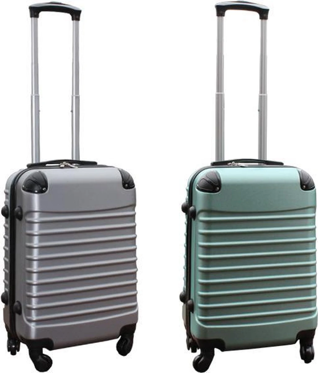 Travelerz Kofferset 2 Delig ABS Handbagage Koffers - Met Cijferslot - 39 Liter - Zilver - Groen 3 Travelerz Kofferset 2 Delig ABS Handbagage Koffers - Met Cijferslot - 39 Liter - Zilver - Groen