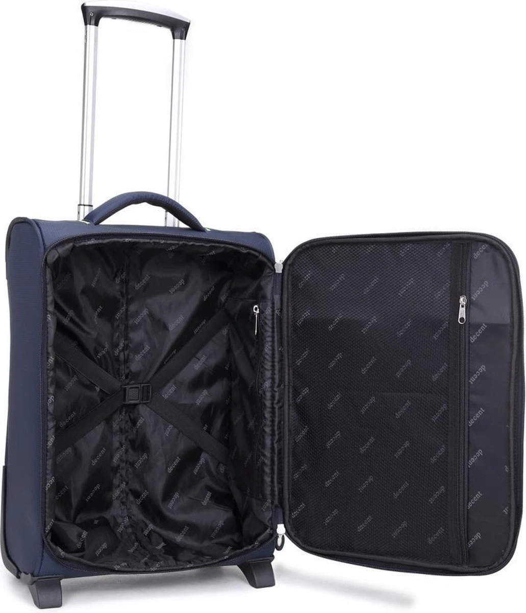 Decent Handbagage Koffer / Trolley / Reiskoffer - 50 Cm - 35 Liter - Polyester - Super-Light - Blauw 14 Decent Handbagage Koffer / Trolley / Reiskoffer - 50 Cm - 35 Liter - Polyester - Super-Light - Blauw - Afbeelding 12