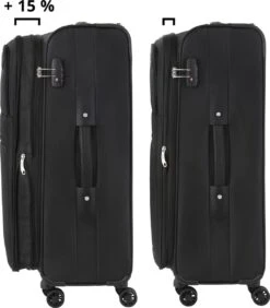 TravelZ Softspinner TSA Kofferset - 3-delige Zachte Trolleyset - Dubbele Wielen En Voorvakken Zwart -Bagageopslag 1050x1200 11