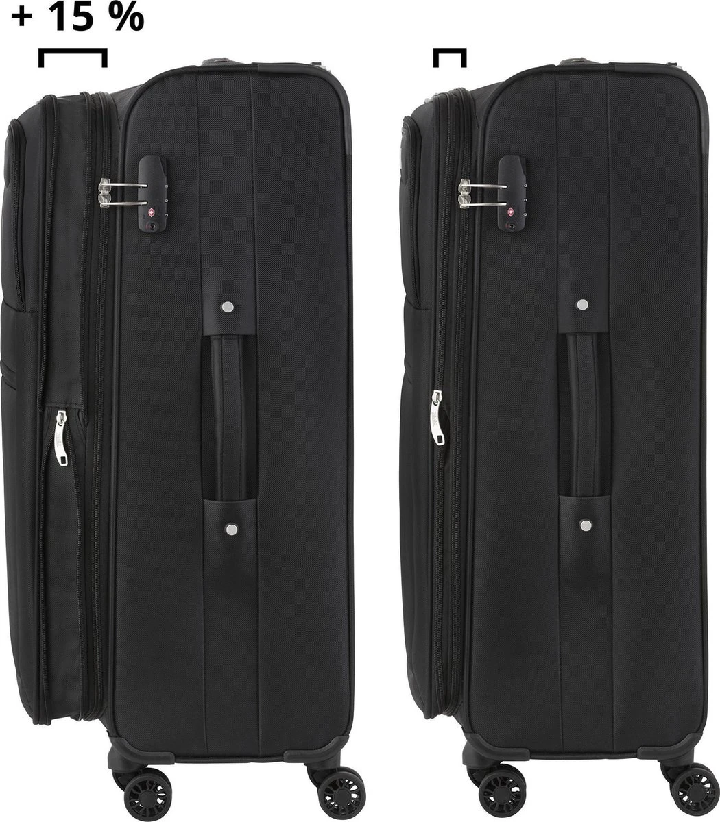 Travelz Softspinner TSA Reiskoffer 67cm - Zachte Reiskoffer Met Expander - Zwart 4 Travelz Softspinner TSA Reiskoffer 67cm - Zachte Reiskoffer Met Expander - Zwart - Afbeelding 2