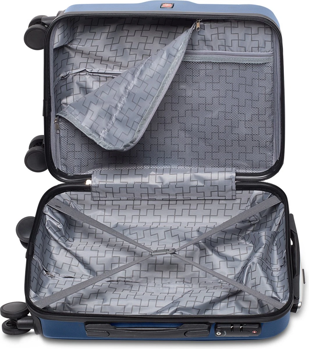 Swiss - Lausanne - Handbagage Koffer - 4 Wielen - TSA-Cijferslot - Blauw 4 Swiss - Lausanne - Handbagage Koffer - 4 Wielen - TSA-Cijferslot - Blauw - Afbeelding 2