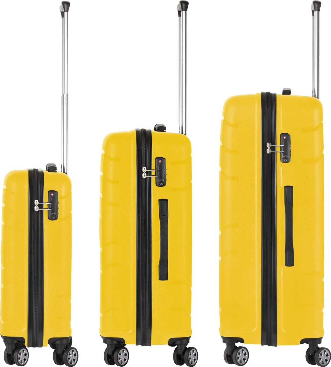 TravelZ Big Bars Kofferset - Trolleyset 3-delig Met TSA-slot - Geel 7 TravelZ Big Bars Kofferset - Trolleyset 3-delig Met TSA-slot - Geel - Afbeelding 5