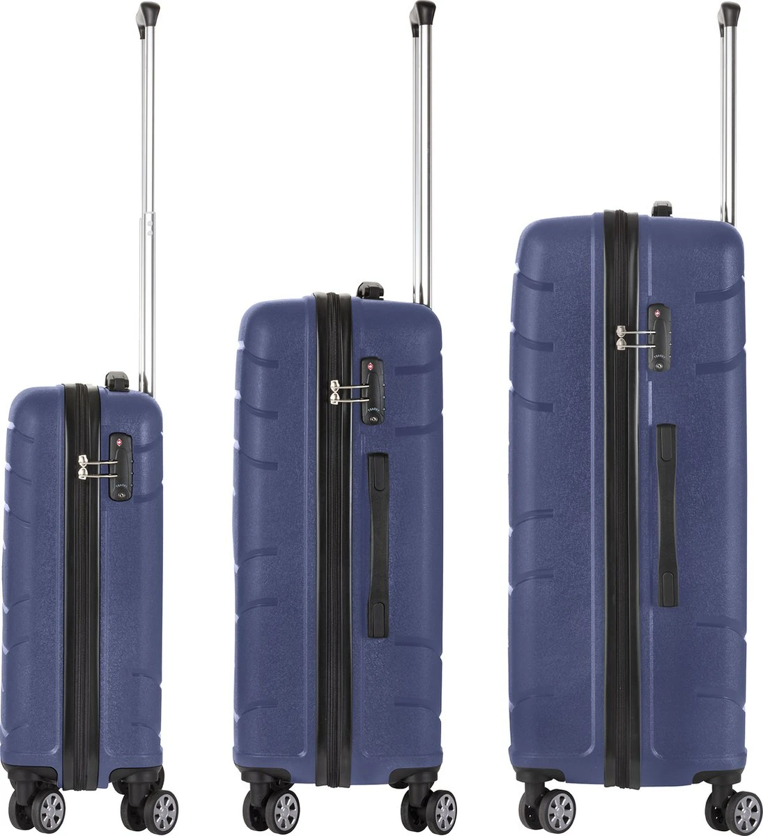 TravelZ Big Bars Kofferset - Trolleyset 3-delig Met TSA-slot - Blauw 6 TravelZ Big Bars Kofferset - Trolleyset 3-delig Met TSA-slot - Blauw - Afbeelding 4