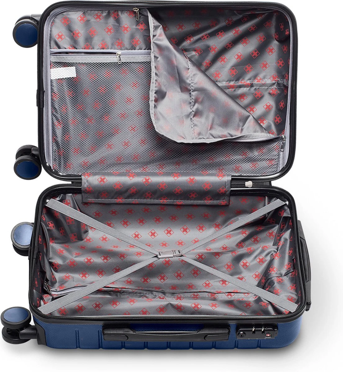 Swiss Alpine 2.0 - Handbagage Koffer - 55x35x20 Cm - 4 Wielen - Blauw 8 Swiss Alpine 2.0 - Handbagage Koffer - 55x35x20 Cm - 4 Wielen - Blauw - Afbeelding 6