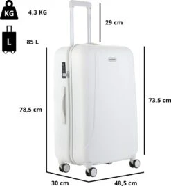 CarryOn Skyhopper Reiskoffer - 78cm TSA Trolley Met OKOBAN - Dubbele Wielen - Wit -Bagageopslag 1108x1200 2