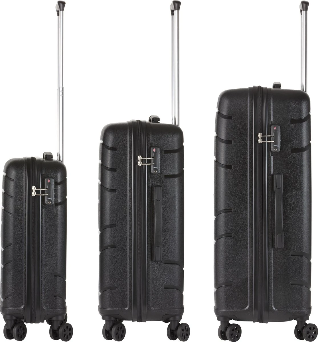 TravelZ Big Bars Kofferset - Trolleyset 3-delig Met TSA-slot - Zwart 5 TravelZ Big Bars Kofferset - Trolleyset 3-delig Met TSA-slot - Zwart - Afbeelding 3