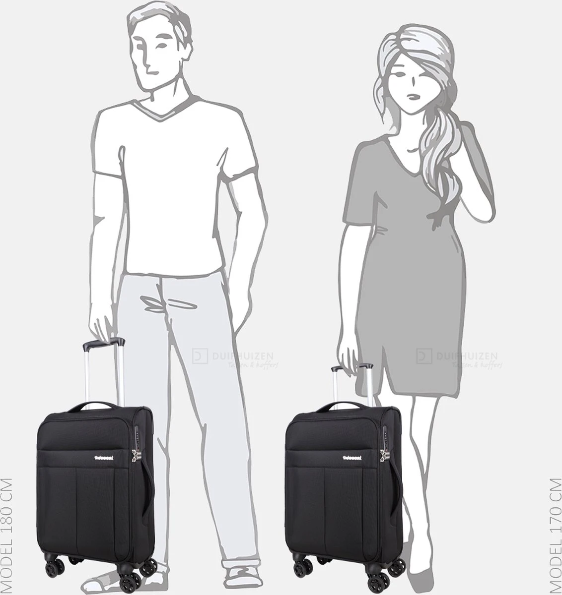 Decent D-Upright Handbagage Koffer - 55 Cm - TSA Slot - Zwart 15 Decent D-Upright Handbagage Koffer - 55 Cm - TSA Slot - Zwart - Afbeelding 13