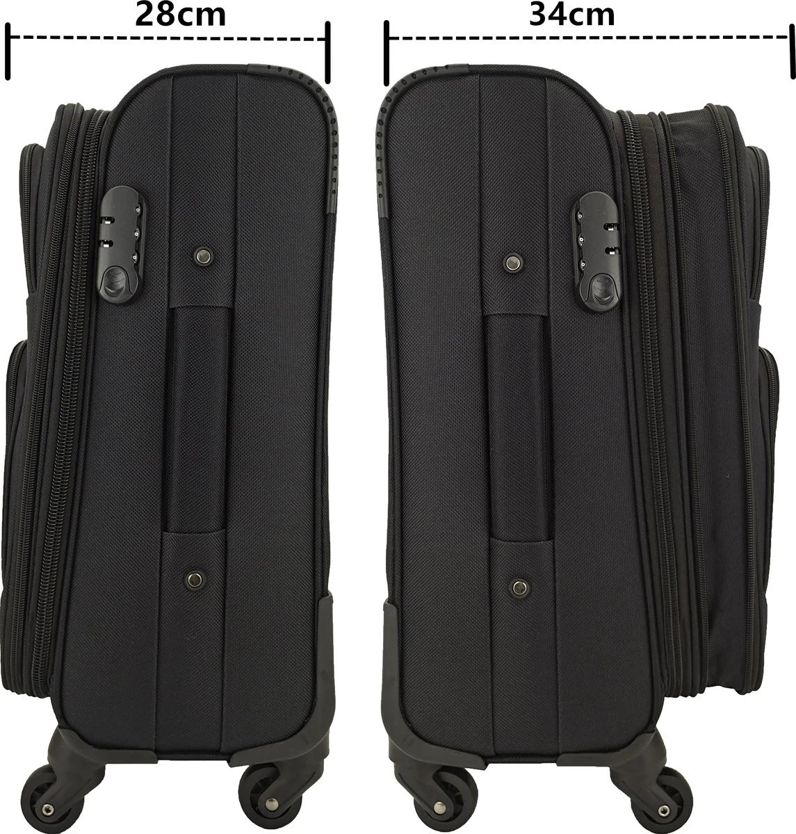 SB Travelbags Bagage Stoffen Koffer 75cm 4 Wielen Trolley - Zwart 4 SB Travelbags Bagage Stoffen Koffer 75cm 4 Wielen Trolley - Zwart - Afbeelding 2