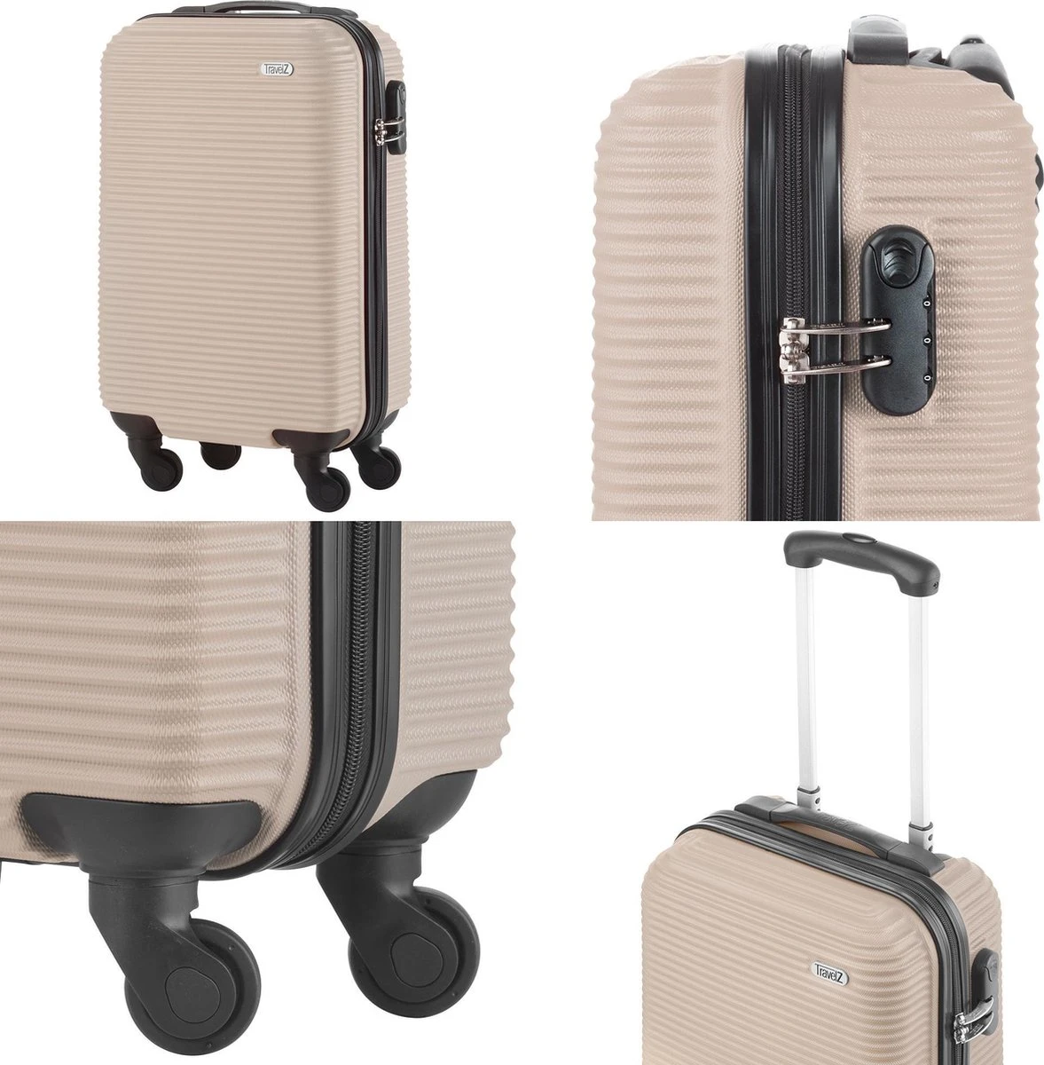 TravelZ Horizon Handbagagekoffer - 54cm Handbagage Trolley Met Gevoerde Binnenkant - Champagne 7 TravelZ Horizon Handbagagekoffer - 54cm Handbagage Trolley Met Gevoerde Binnenkant - Champagne - Afbeelding 5