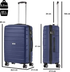 TravelZ Big Bars Reiskoffer 68 Cm Met Dubbele Wielen - Trolley Koffer Met TSA-slot - Blauw 13 TravelZ Big Bars Reiskoffer 68 Cm Met Dubbele Wielen - Trolley Koffer Met TSA-slot - Blauw -Bagageopslag 1182x1200