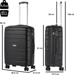 TravelZ Big Bars Reiskoffer 68 Cm Met Dubbele Wielen - Trolley Koffer Met TSA-slot - Zwart -Bagageopslag 1183x1200 4