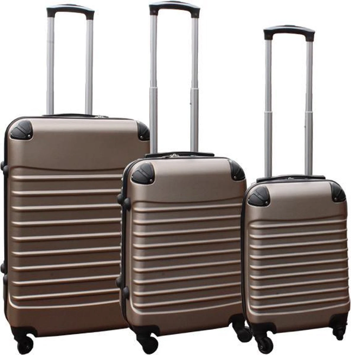 Travelerz Kofferset 3 Delig Met Wielen En Cijferslot - Handbagage Koffers - ABS - Champagne 3 Travelerz Kofferset 3 Delig Met Wielen En Cijferslot - Handbagage Koffers - ABS - Champagne
