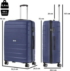 TravelZ Big Bars Reiskoffer 78 Cm Met Dubbele Wielen - Trolley Koffer Met TSA-slot - Blauw -Bagageopslag 1186x1200 2