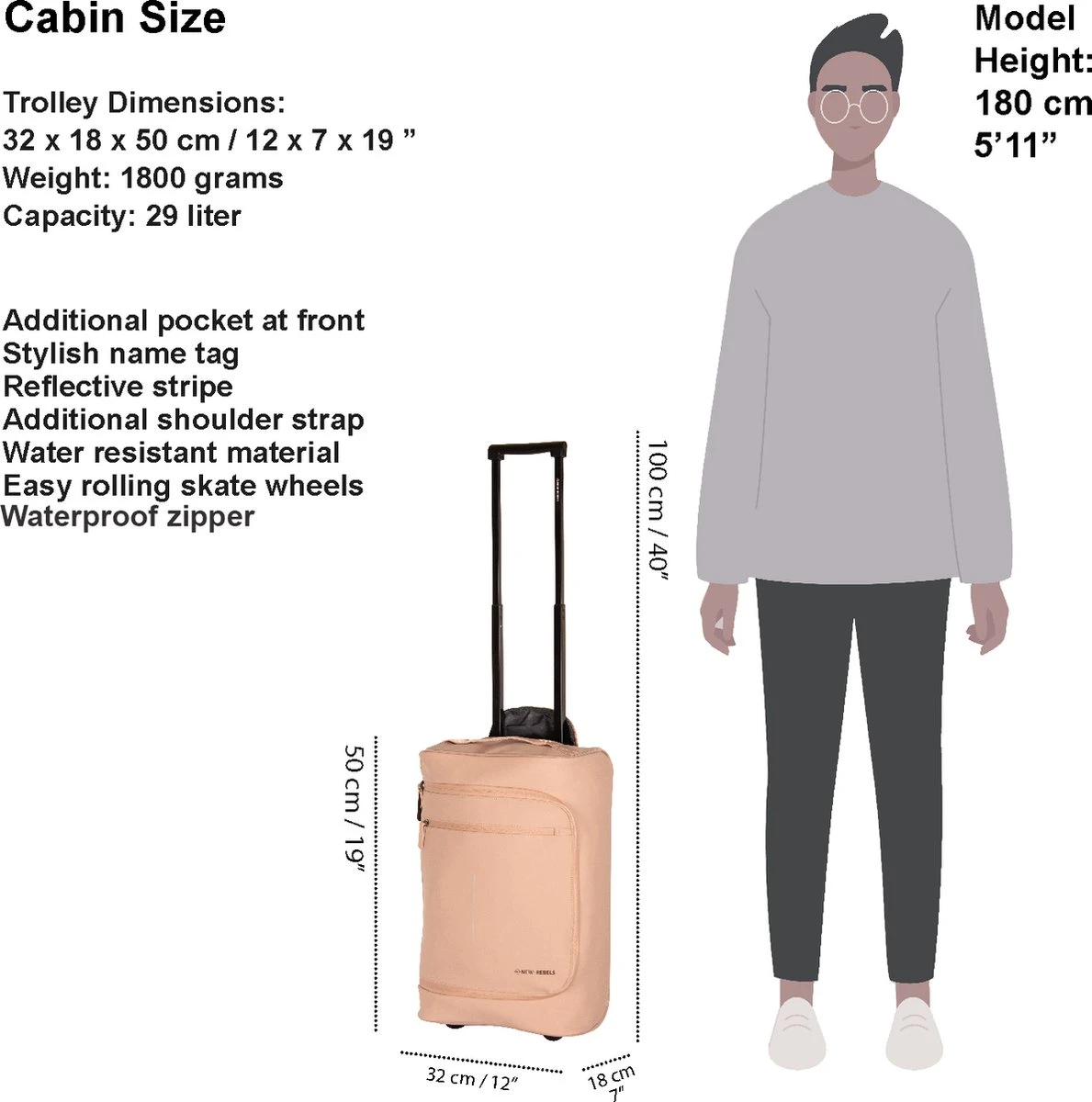 New Rebels® Harper Reistas / Weekendtas Geschikt Voor Handbagage - Waterafstotend Polyutheraan - Trolley Met Wielen En Reflectiedetails - Oud Roze - 29L 12 New Rebels® Harper Reistas / Weekendtas Geschikt Voor Handbagage - Waterafstotend Polyutheraan - Trolley Met Wielen En Reflectiedetails - Oud Roze - 29L - Afbeelding 10