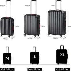 Monzana Hardcase Kofferset Baseline – 3 Stuks M/L/XL - Zwart -Bagageopslag 1193x1200 11