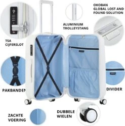 CarryOn Skyhopper Reiskoffer - 78cm TSA Trolley Met OKOBAN - Dubbele Wielen - Wit -Bagageopslag 1197x1200 4