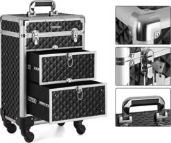 Cosmetic Case Trolley - Professionele Make-up Case - Kapperskoffer Met 4 Uitneembare Wielen -Bagageopslag 1200x1003 1
