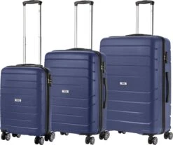 TravelZ Big Bars Kofferset - Trolleyset 3-delig Met TSA-slot - Blauw