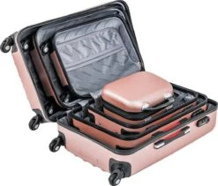 Monzana Hardcase Kofferset 4 Delig - Baseline Beautycase/M/L/XL - Rosé 18 Monzana Hardcase Kofferset 4 Delig - Baseline Beautycase/M/L/XL - Rosé -Bagageopslag 1200x1024