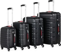 Monzana Kofferset - 4 Stuks S M L XL Met Wielen Cijferslot - Zwart -Bagageopslag 1200x1032 3