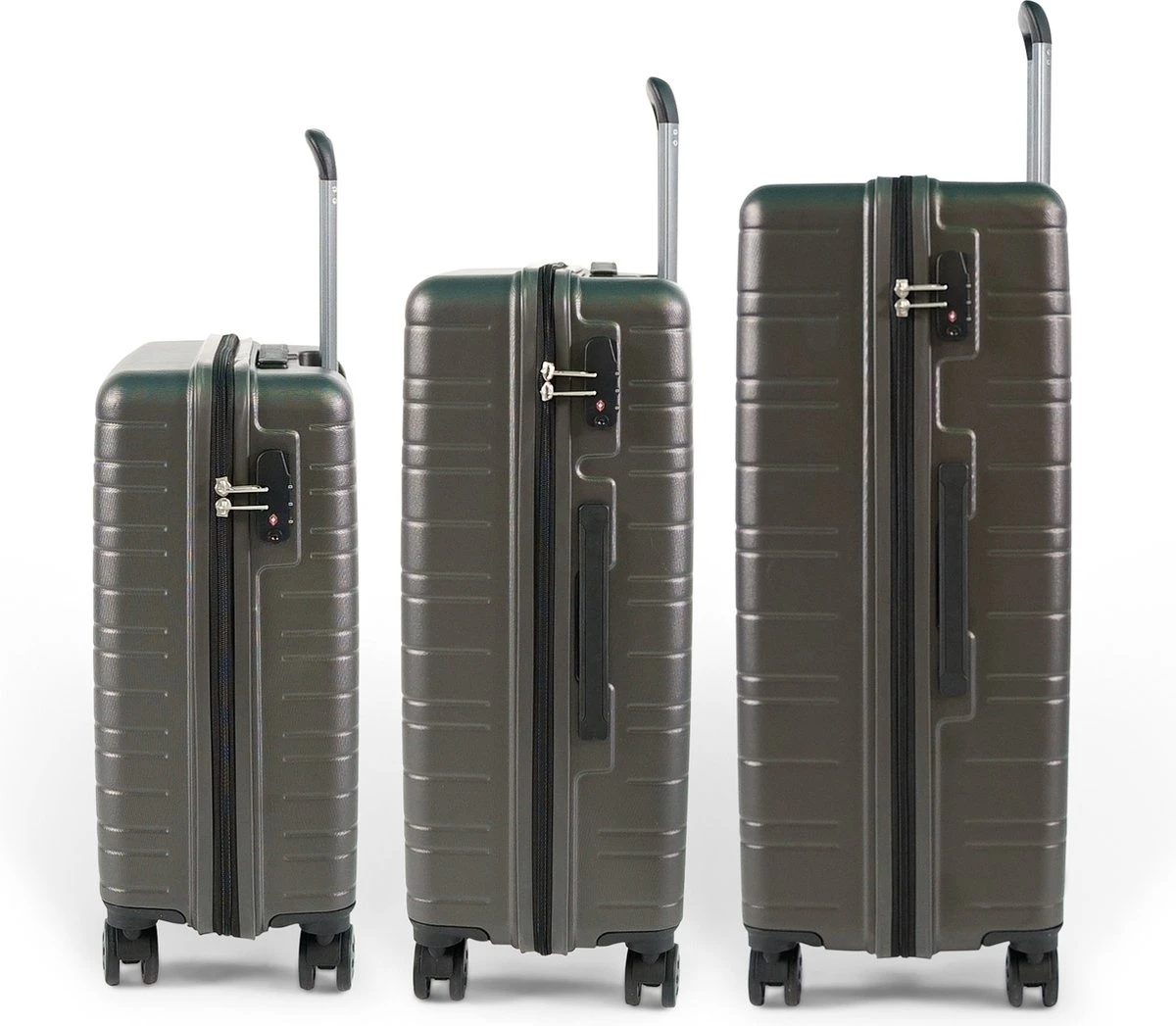 ©TROLLEYZ - Amsterdam No.9 - Kofferset 3 Delig - 55cm+69cm+78cm Met TSA Slot - Dubbele Wielen - 360° Spinners - 100% ABS - Reiskoffers In Cloudy Grey 5 ©TROLLEYZ - Amsterdam No.9 - Kofferset 3 Delig - 55cm+69cm+78cm Met TSA Slot - Dubbele Wielen - 360° Spinners - 100% ABS - Reiskoffers In Cloudy Grey - Afbeelding 3