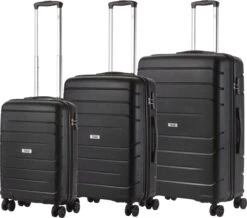 Bagageopslag 5 TravelZ Big Bars Kofferset - Trolleyset 3-delig Met TSA-slot - Zwart
