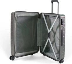 ©TROLLEYZ - Amsterdam No.9 - Reiskoffer 69cm Met TSA Slot - Dubbele Wielen - 360° Spinners - 100% ABS - Reiskoffer In Cloudy Grey -Bagageopslag 1200x1071