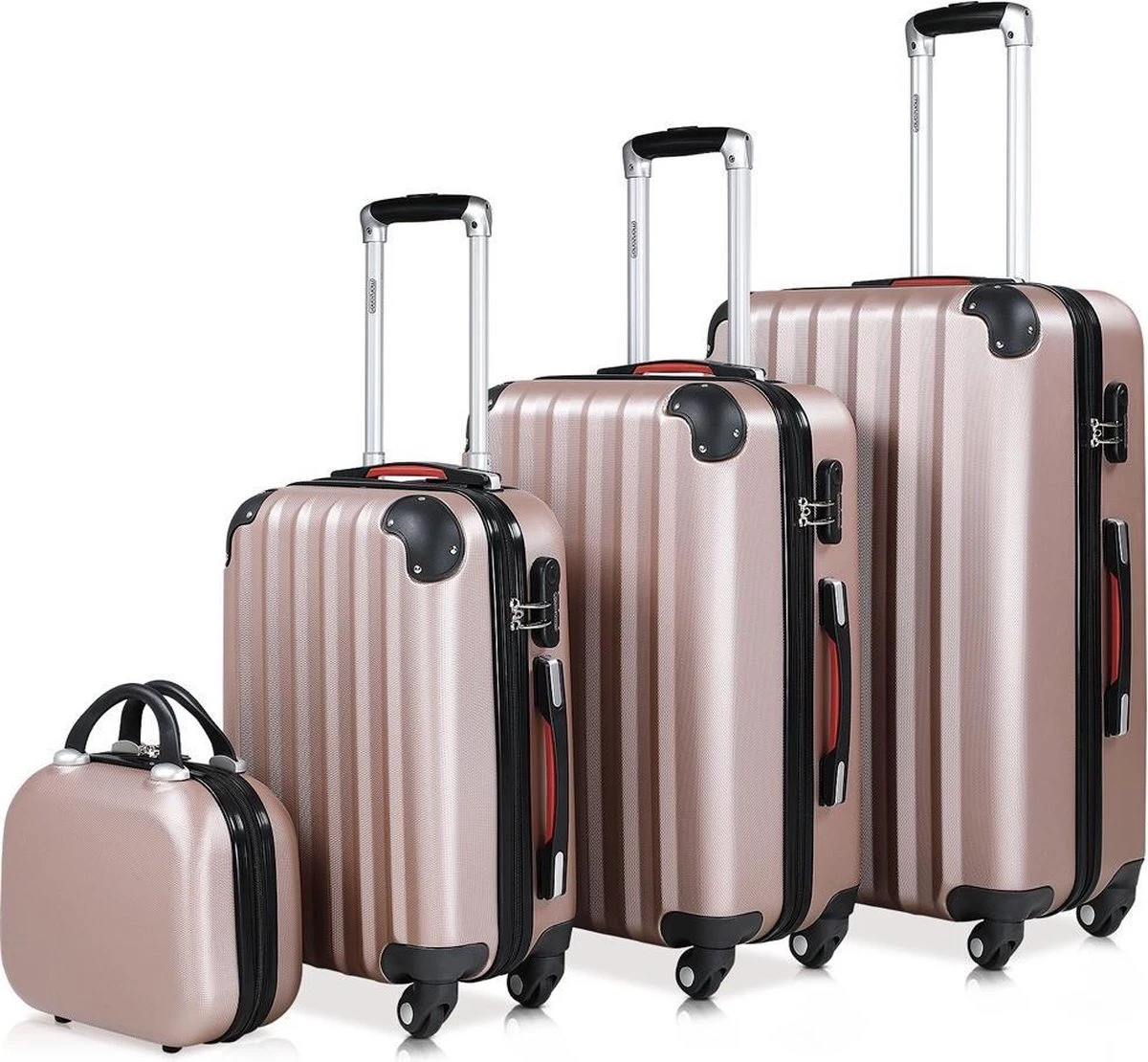 Monzana Hardcase Kofferset 4 Delig - Baseline Beautycase/M/L/XL - Rosé 3 Monzana Hardcase Kofferset 4 Delig - Baseline Beautycase/M/L/XL - Rosé