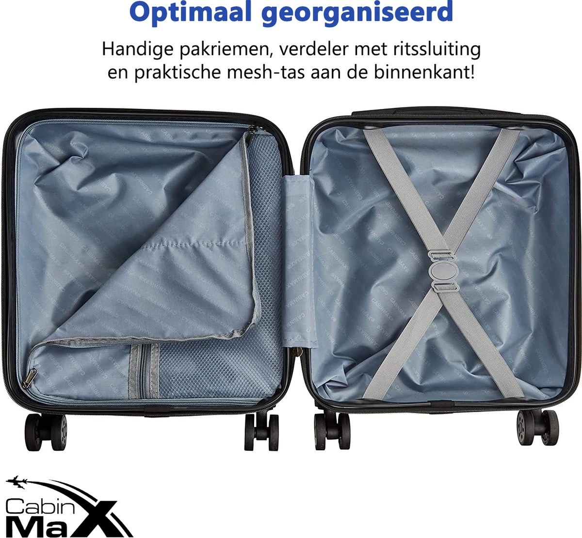 CabinMax Handbagage Koffer - Trolley 30L - Harde Reiskoffer - 45x36x20cm - Lichtgewicht - Groot Capaciteit - Endless Sea 9 CabinMax Handbagage Koffer - Trolley 30L - Harde Reiskoffer - 45x36x20cm - Lichtgewicht - Groot Capaciteit - Endless Sea - Afbeelding 7