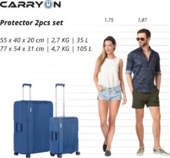 CarryOn Protector Luxe 2-delige Kofferset - TSA Trolleyset Handbagage En Groot - Kliksloten - Ultralicht - Blauw 13 CarryOn Protector Luxe 2-delige Kofferset - TSA Trolleyset Handbagage En Groot - Kliksloten - Ultralicht - Blauw -Bagageopslag 1200x1112 3