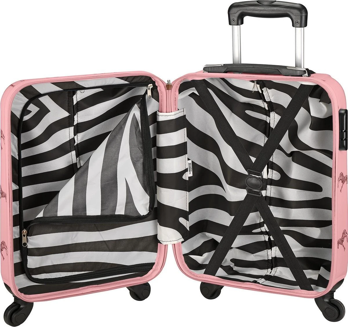 Princess Traveller Trendy Animal Collection - Handbagage Koffer - Zebra - Roze - 56cm 5 Princess Traveller Trendy Animal Collection - Handbagage Koffer - Zebra - Roze - 56cm - Afbeelding 3