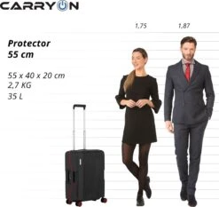 CarryOn Protector Luxe Handbagage Koffer - Trolley 55cm Met TSA-slot En Clipsluiting - Zwart -Bagageopslag 1200x1130 1