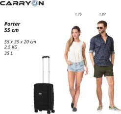 CarryOn Porter ® Handbagagekoffer - 55cm Handbagage Met TSA-slot - OKOBAN Registratie - Zwart -Bagageopslag 1200x1134 1