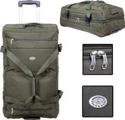 Travelsuitcase Atlanta - Stevige Trolley Tas - Groen - Handige Zakken - 80 Liter