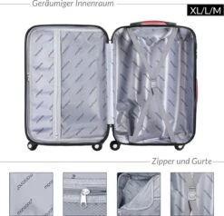 Monzana Hardcase Kofferset Baseline – 3 Stuks M/L/XL - Zwart -Bagageopslag 1200x1158 6