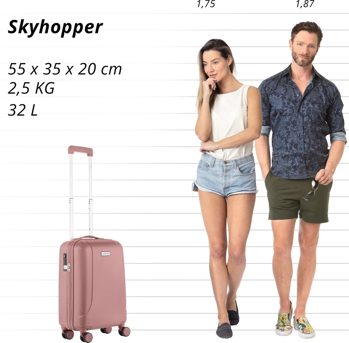 CarryOn Skyhopper Handbagage Koffer 55cm – TSA Trolley - Old Pink 7 CarryOn Skyhopper Handbagage Koffer 55cm – TSA Trolley - Old Pink - Afbeelding 5