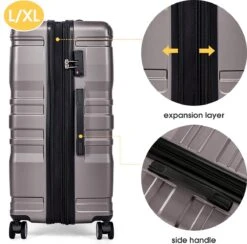 Merax 3-delig Kofferset Met TSA Slot - Trolleyset ABS 40L, 70L & 110 Liter - Grijs -Bagageopslag 1200x1186 2