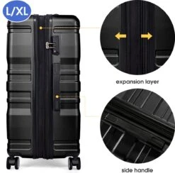 Merax 3-delig Kofferset Met TSA Slot - Trolleyset ABS 40L, 70L & 110 Liter - Zwart -Bagageopslag 1200x1186 3