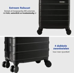 CabinMax Handbagage Koffer - Trolley 30L - Harde Reiskoffer - 45x36x20cm - Lichtgewicht - Groot Capaciteit - Zwart -Bagageopslag 1200x1188