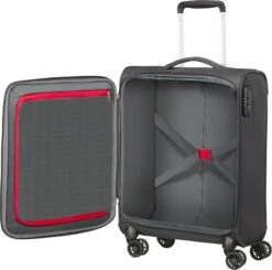 American Tourister Reiskoffer - Crosstrack Spinner 55/20 Tsa (Handbagage) Grey/Red -Bagageopslag 1200x1192 1