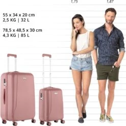 CarryOn Skyhopper Kofferset – TSA Handbagage + Reiskoffer 78cm – Dubbele Wielen - Old Pink 11 CarryOn Skyhopper Kofferset – TSA Handbagage + Reiskoffer 78cm – Dubbele Wielen - Old Pink -Bagageopslag 1200x1193 11