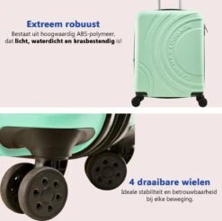 CabinMax Velocity Handbagage Koffer - Uitbreidbaar Trolley 44L - Harde Reiskoffer - 55x40x20/25 Cm - Lichtgewicht - Groot Capaciteit - Mint Groen -Bagageopslag 1200x1195