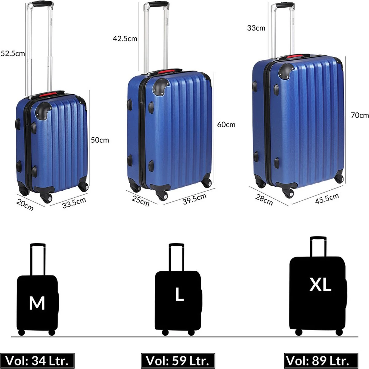 Monza Hardcase Koffer Set- Baseline Navy M/L/XL 4 Monza Hardcase Koffer Set- Baseline Navy M/L/XL - Afbeelding 2